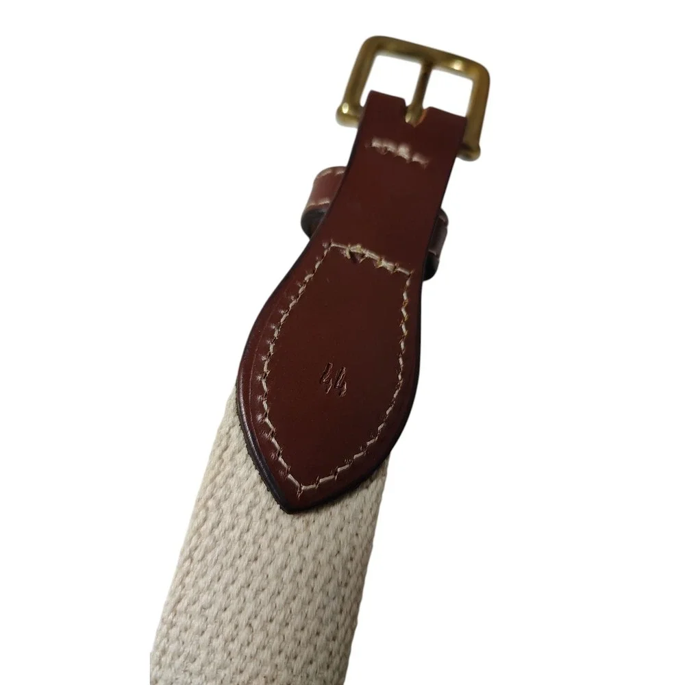 Leather Web Belt Mens Size 44 Sailing Flags Theme Gold Tone Buckle‎ Nautical